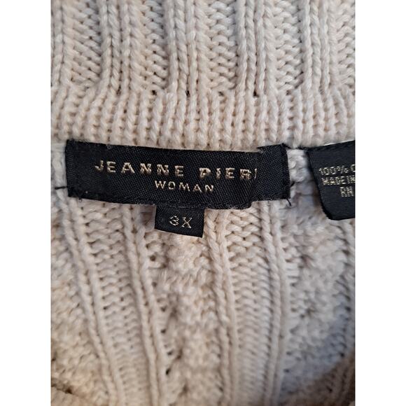Jeanne Pierre Women's Beige Long Sleeve Cable Knit Cotton Sweaters Size 3X - Picture 6 of 9